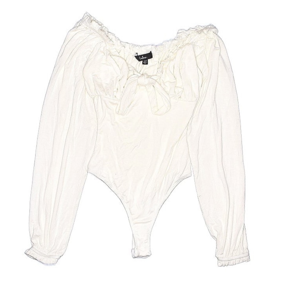 Lulus Strapless Long Sleeve Tie Bodysuit